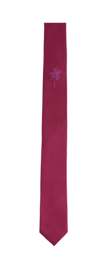 Dries Van Noten 粉色真絲棕櫚領帶